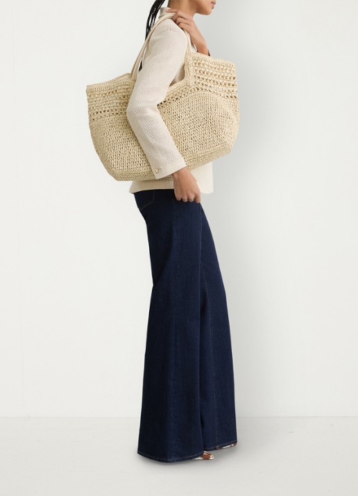 Reiss Evelyn strandtas met gevlochten detail  - voorkant 4 beige
