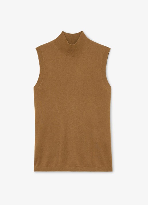 Reiss EVELYN Ultra-Soft Merino Wool Funnel-Neck Vest - voorkant 4 olijfgroen