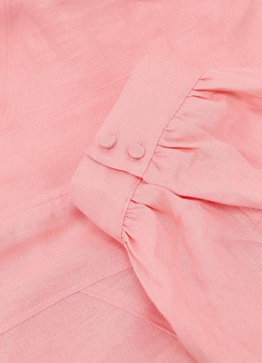 Reiss Evie tuniek van linnen met ballonmouw - detail 4 lichtroze