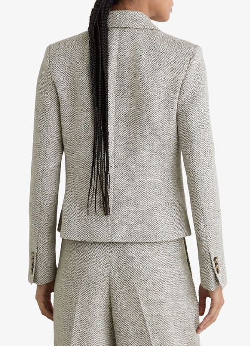 Reiss Ezra blazer met visgraat dessin - achterkant lichtgrijs