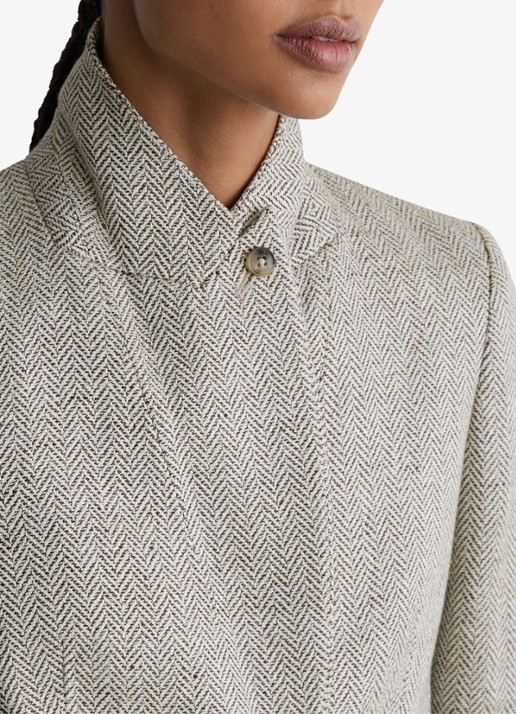 Reiss Ezra blazer met visgraat dessin - detail 3 lichtgrijs