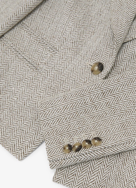 Reiss Ezra blazer met visgraat dessin - detail 5 lichtgrijs