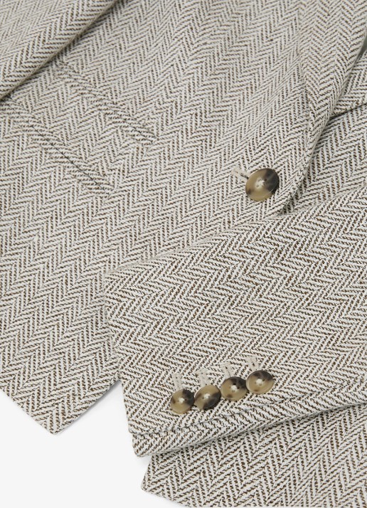 Reiss Ezra blazer met visgraat dessin - detail 7 lichtgrijs