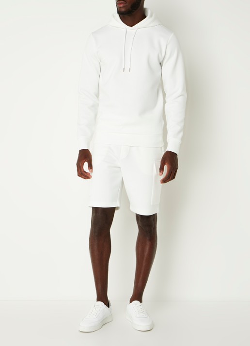 Reiss Fabien hoodie met stretch - voorkant 2 white / wit