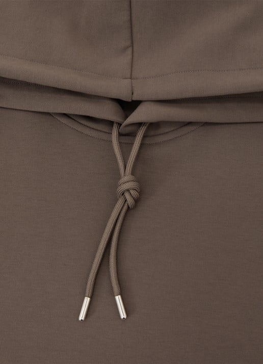 Reiss Fabien Premium Interlock hoodie met capuchon - detail 2 lichtbruin