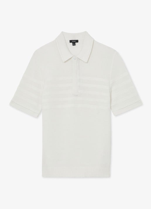 Reiss Falklands regular fit overhemd met structuur - voorkant 2 white / wit