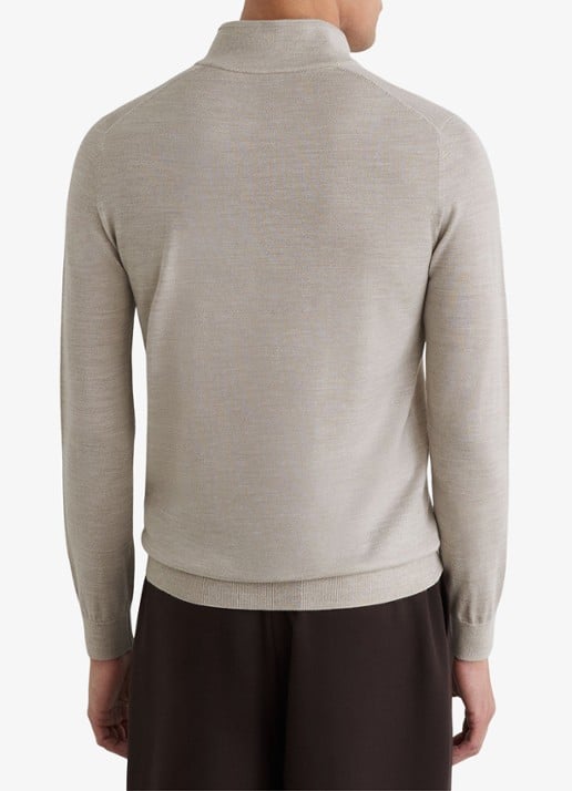 Reiss FARNHAM Merino Wool Funnel-Neck Half-Button Jumper - achterkant 5 grijsmele
