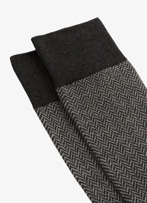 Reiss Fela ribgebreide sokken - detail chocoladebruin
