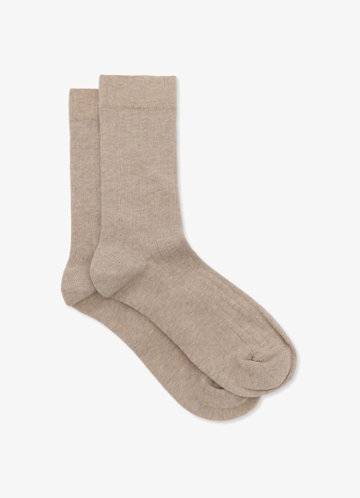 Reiss Felicia ribgebreide sokken  - voorkant 3 taupe