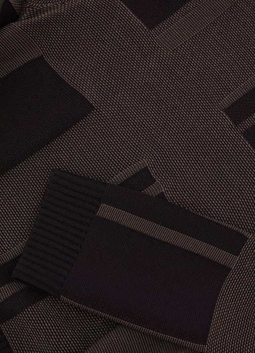 Reiss Felicity midi jurk met streepprint - detail 5 donkerbruin