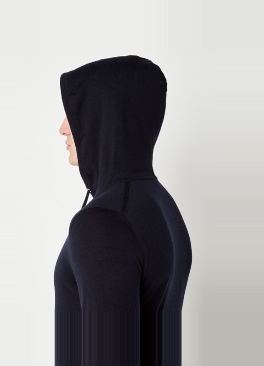 Reiss Fijngebreide hoodie van merino wol met stretch  - detail 5 donkerblauw