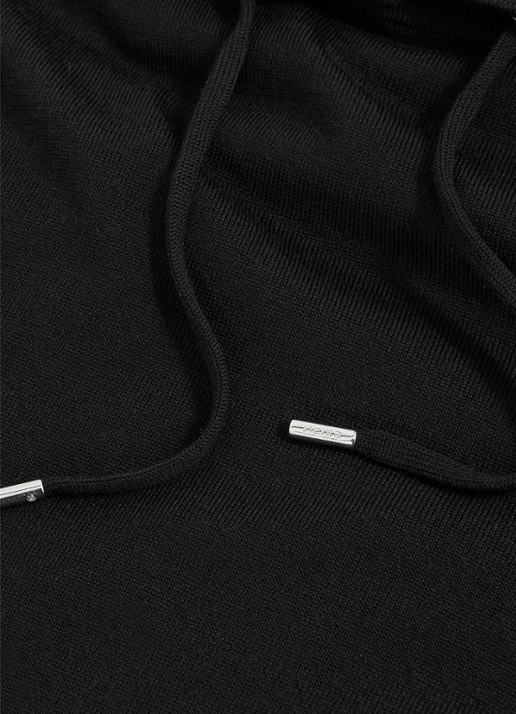 Reiss Fijngebreide hoodie van merino wol met stretch  - detail 4 zwart