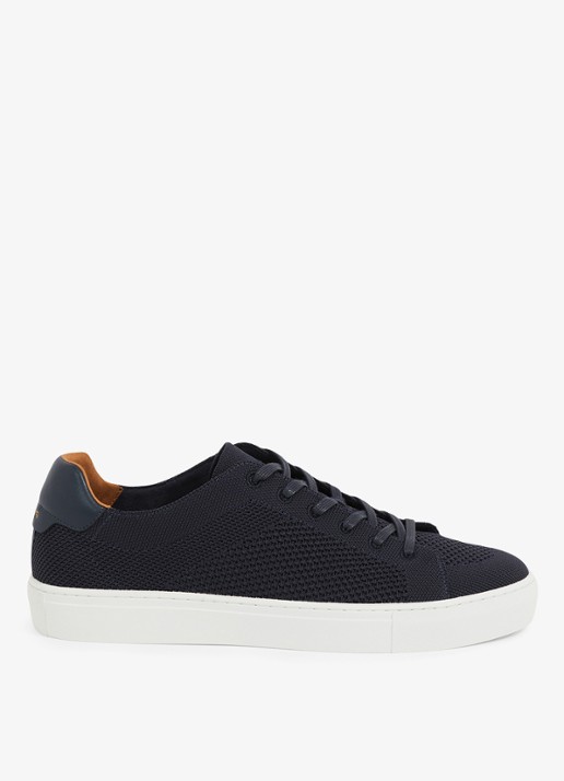 Reiss Finley sneaker met leren details - detail donkerblauw