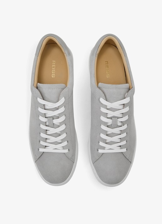 Reiss Finley sneaker van kalfssuède  - detail 2 lichtgrijs