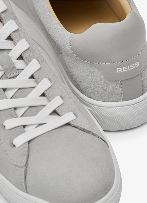 Reiss Finley sneaker van kalfssuède  - detail 3 lichtgrijs