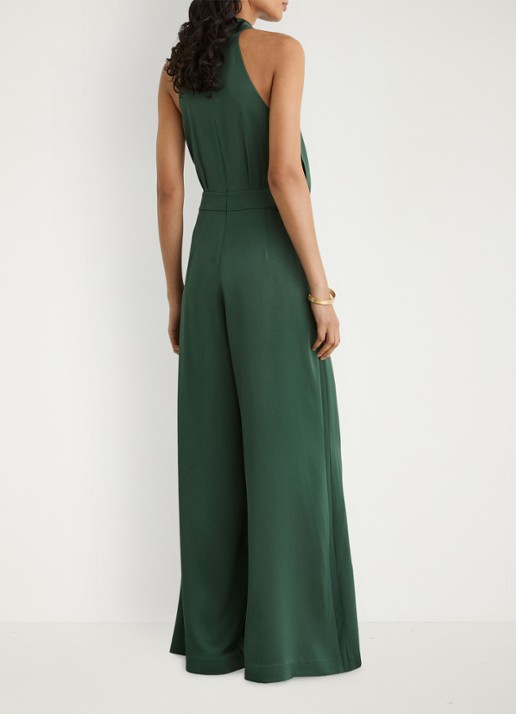 Reiss Finley wide leg jumpsuit met geplooid detail - achterkant zeegroen