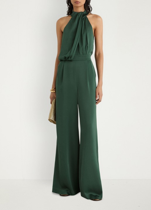 Reiss Finley wide leg jumpsuit met geplooid detail - detail 3 zeegroen