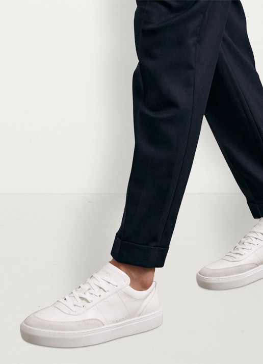 Reiss Finton sneaker van leer met suède details - voorkant 2 wit