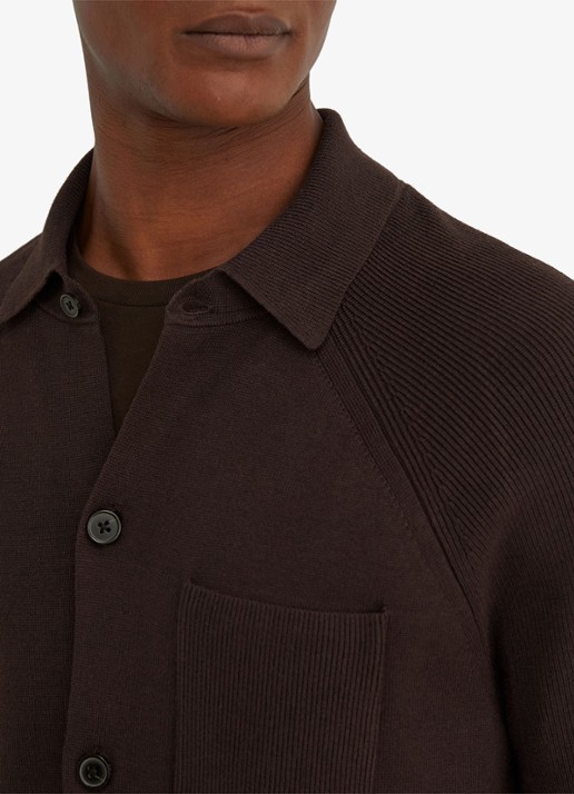 Reiss Fitzwilliam fijngebreid vest met opgestikte zakken - detail 2 donkerbruin