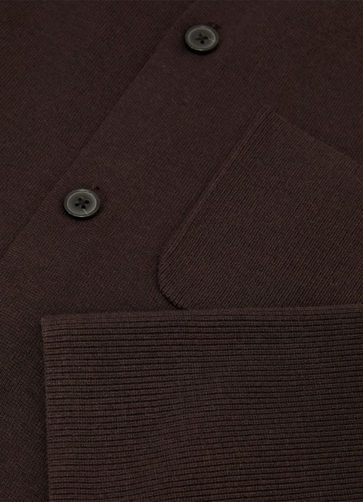 Reiss Fitzwilliam fijngebreid vest met opgestikte zakken - detail 4 donkerbruin