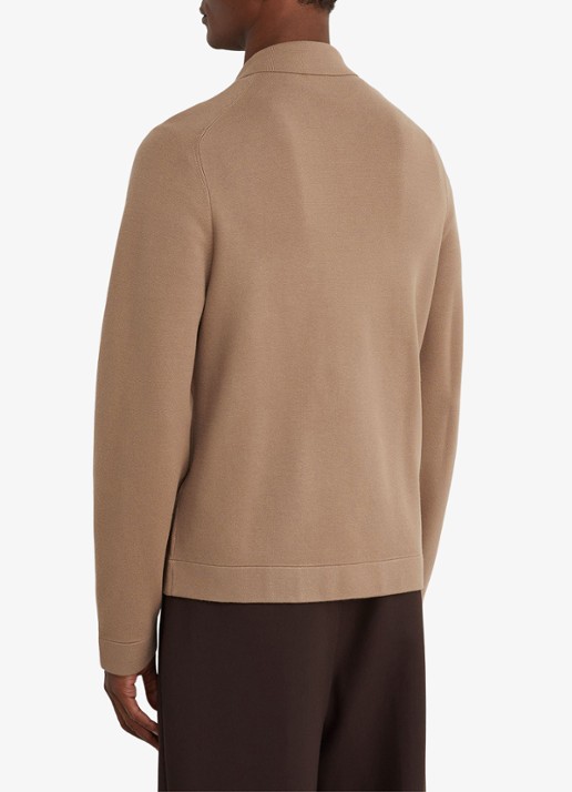 Reiss FLEETWOOD Twin-Pocket Concealed-Placket Knitted Jacket - achterkant 4 camel