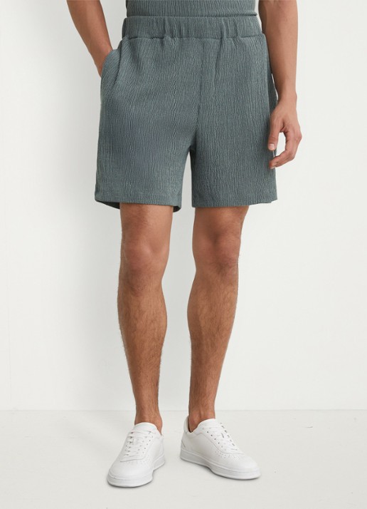 Reiss Flint regular fit korte broek met structuur - detail 4 dark sage / groen