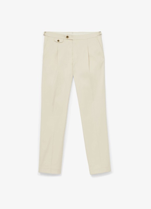 Reiss Float tapered fit pantalon met steekzakken - voorkant beige