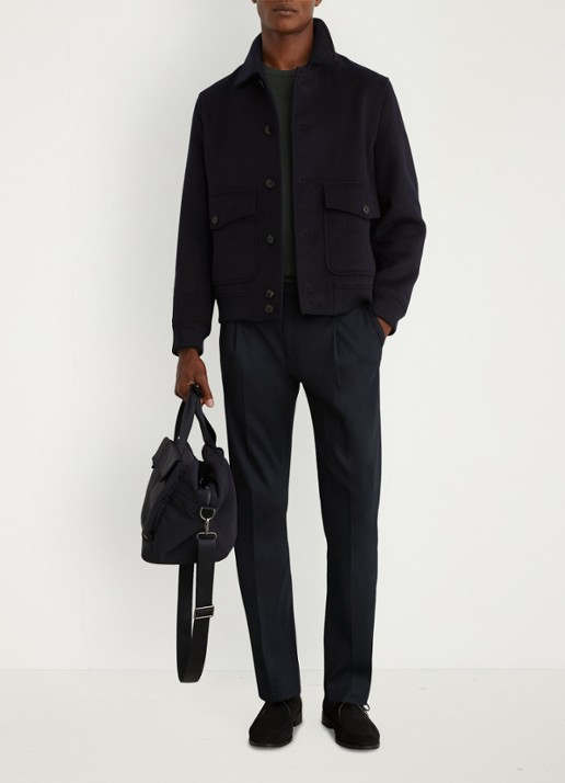 Reiss Float tapered fit pantalon met steekzakken - voorkant 2 navy / blauw