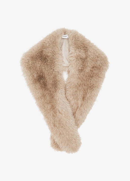 Reiss Flora kraag van imitatiebont - voorkant lichtbruin
