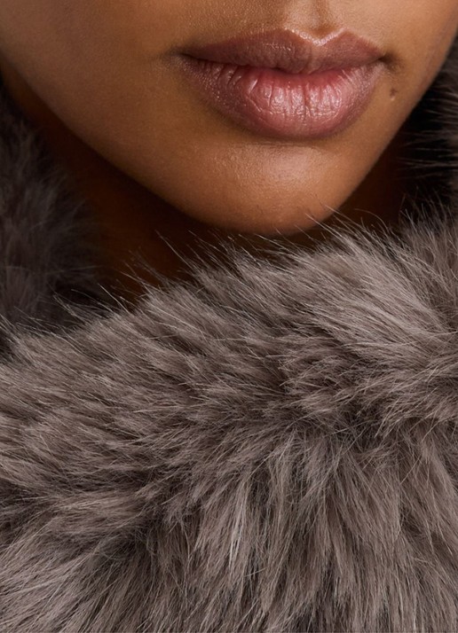 Reiss Flora kraag van imitatiebont - detail 4 taupe