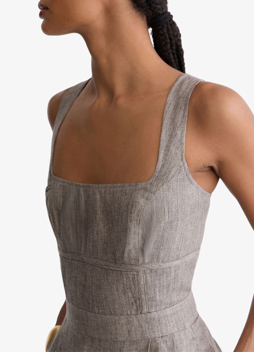 Reiss Flora wide fit jumpsuit van linnen met structuur - detail 5 neutral / beige