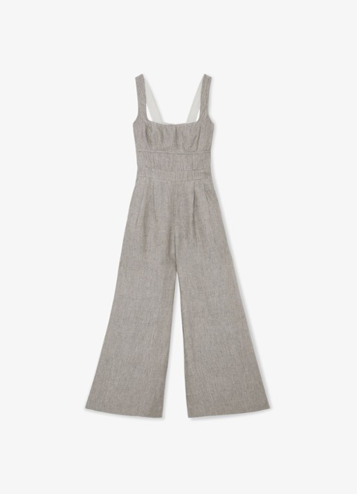 Reiss Flora wide fit jumpsuit van linnen met structuur