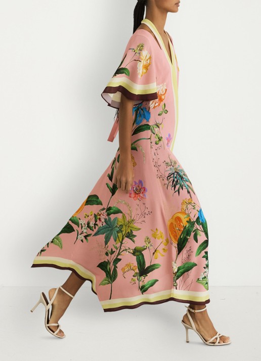 Reiss Flossy midi jurk met cut-out detail en bloemenprint - detail 4 oudroze