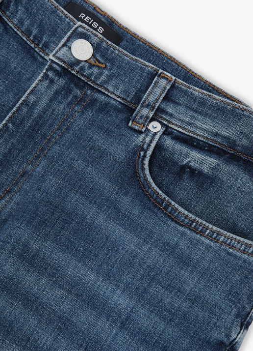 Reiss Floyd slim fit jeans met steekzakken - detail 7 donkerblauw