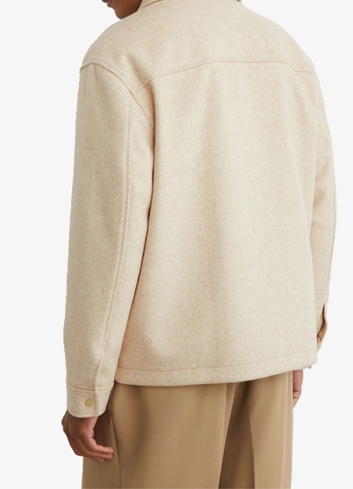 Reiss Foley overshirt in wolblend met ritssluiting - achterkant 6 oatmeal / beige
