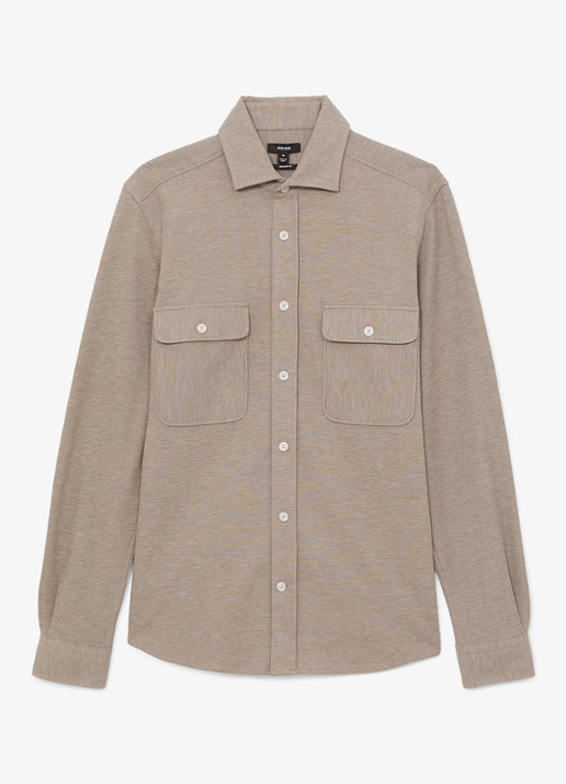 Reiss Forsithe regular fit overhemd met borstzakken - voorkant beige