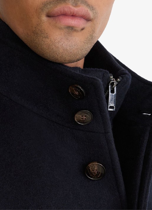 Reiss Fossil single-breasted mantel met gilet-inzet in wolblend - detail 2 navy / blauw