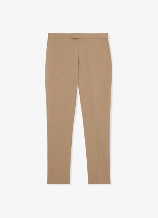 Reiss Found slim fit pantalon met steekzakken - voorkant bruin