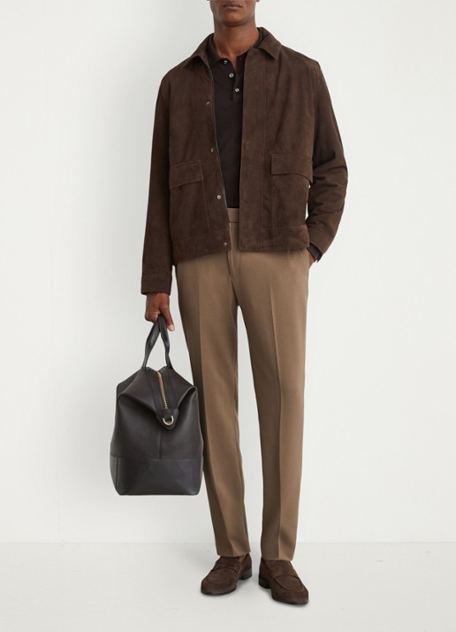Reiss Found slim fit pantalon met steekzakken - voorkant 2 lichtbruin
