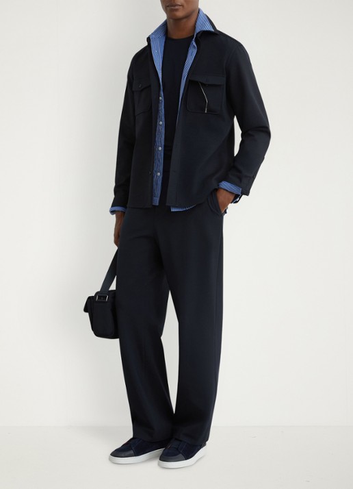 Reiss Found slim fit pantalon met trekkoord - voorkant 3 navy / blauw