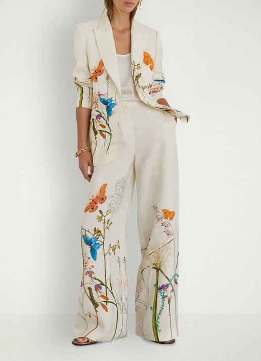 Reiss Frankie blazer met bloemenprint - voorkant 6 creme