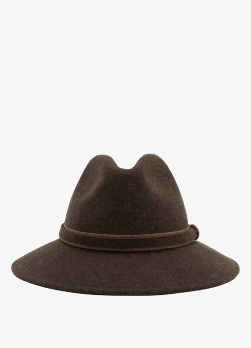 Reiss Frankie fedora van wol - detail chocoladebruin
