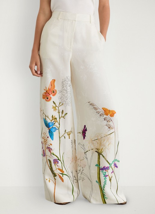 Reiss Frankie high waist wide fit pantalon met bloemenprint