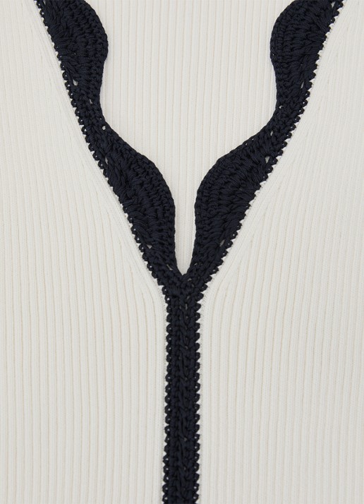 Reiss Freya top met ribstructuur - detail 5 gebroken wit
