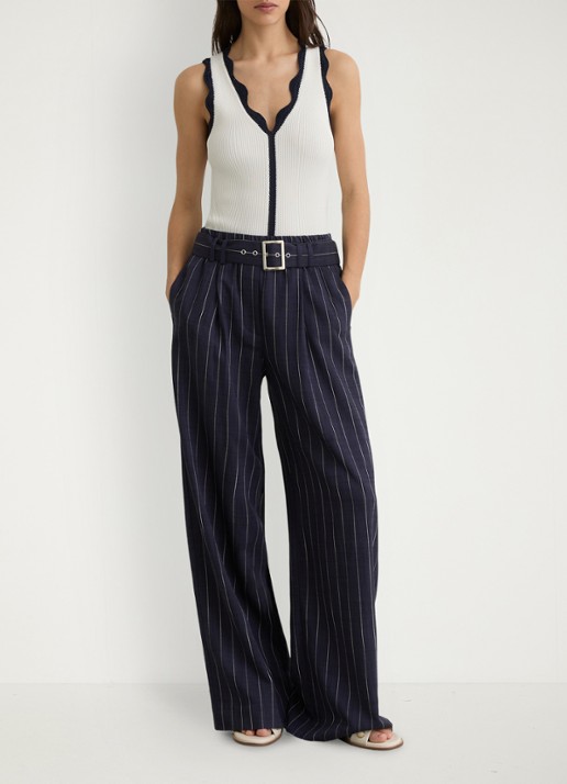 Reiss Freya top met ribstructuur - voorkant 2 gebroken wit