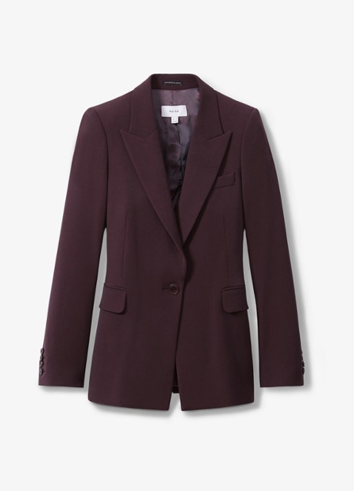 Reiss Gabi blazer met klepzakken - voorkant aubergine
