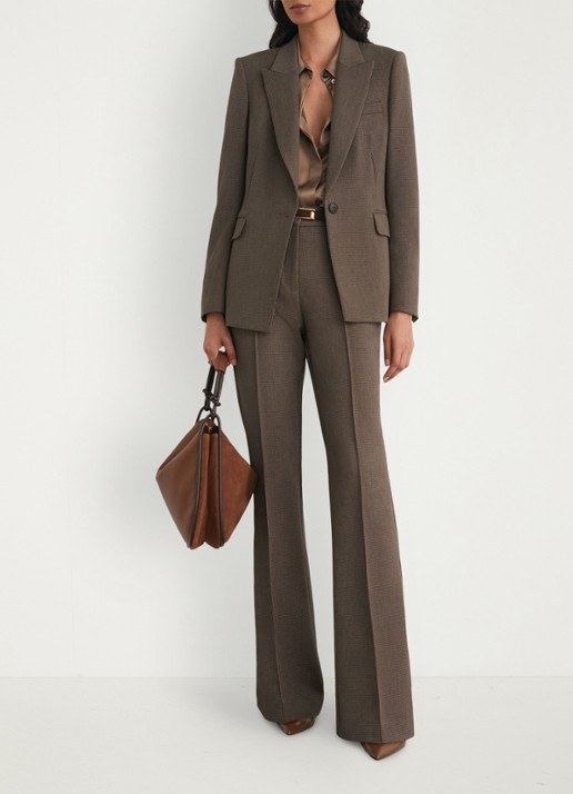 Reiss Gabi single-breasted blazer met pied-de-poule dessin - detail 2 bruin