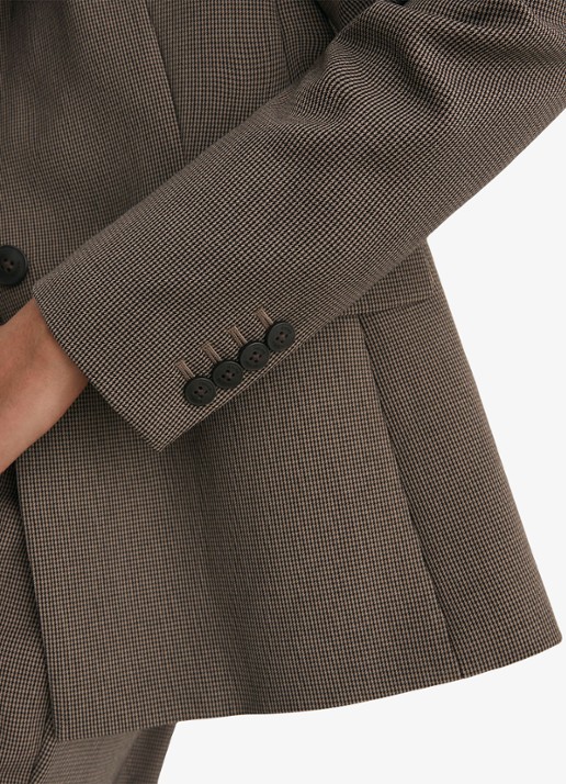 Reiss Gabi single-breasted blazer met pied-de-poule dessin - detail 3 bruin