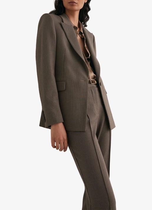 Reiss Gabi single-breasted blazer met pied-de-poule dessin - detail 4 bruin