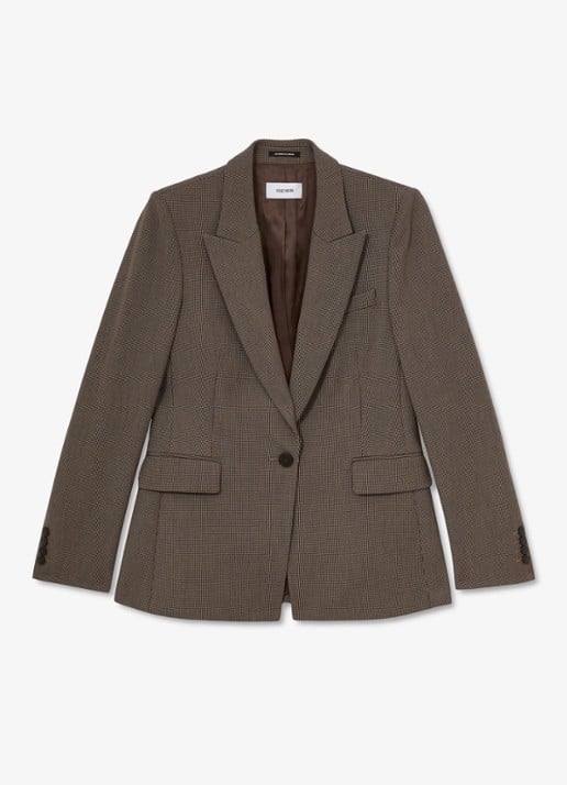 Reiss Gabi single-breasted blazer met pied-de-poule dessin - voorkant 6 bruin